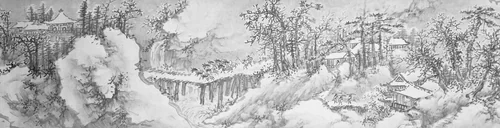 Winter Landscape by Xie Shichen, drawing, 1500-1559