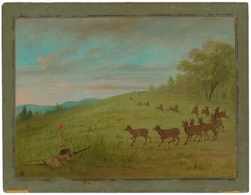 Antelope Shooting - Assinneboine by George Catlin, painting, 1861-1869