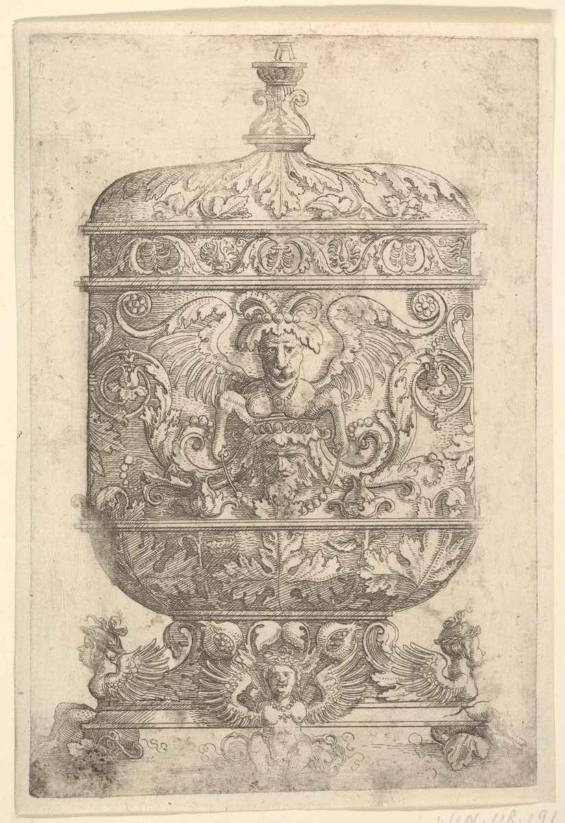 Covered Goblet with Grotesques on a White Background by Albrecht Altdorfer, print, 1490-1538