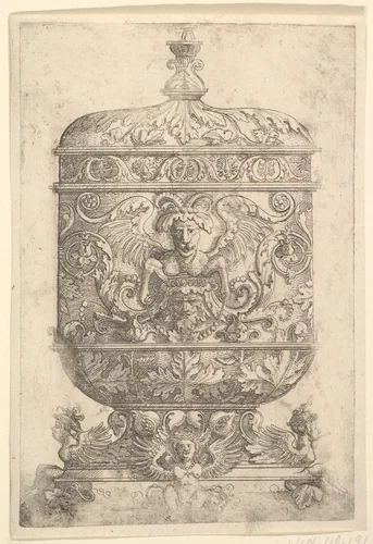 Covered Goblet with Grotesques on a White Background by Albrecht Altdorfer, print, 1490-1538