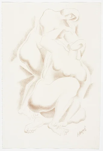 Untitled (Two Figures) from the portfolio Alexandre Archipenko: Dreizehn Steinzeichnungen by Alexander Archipenko, print, 1921