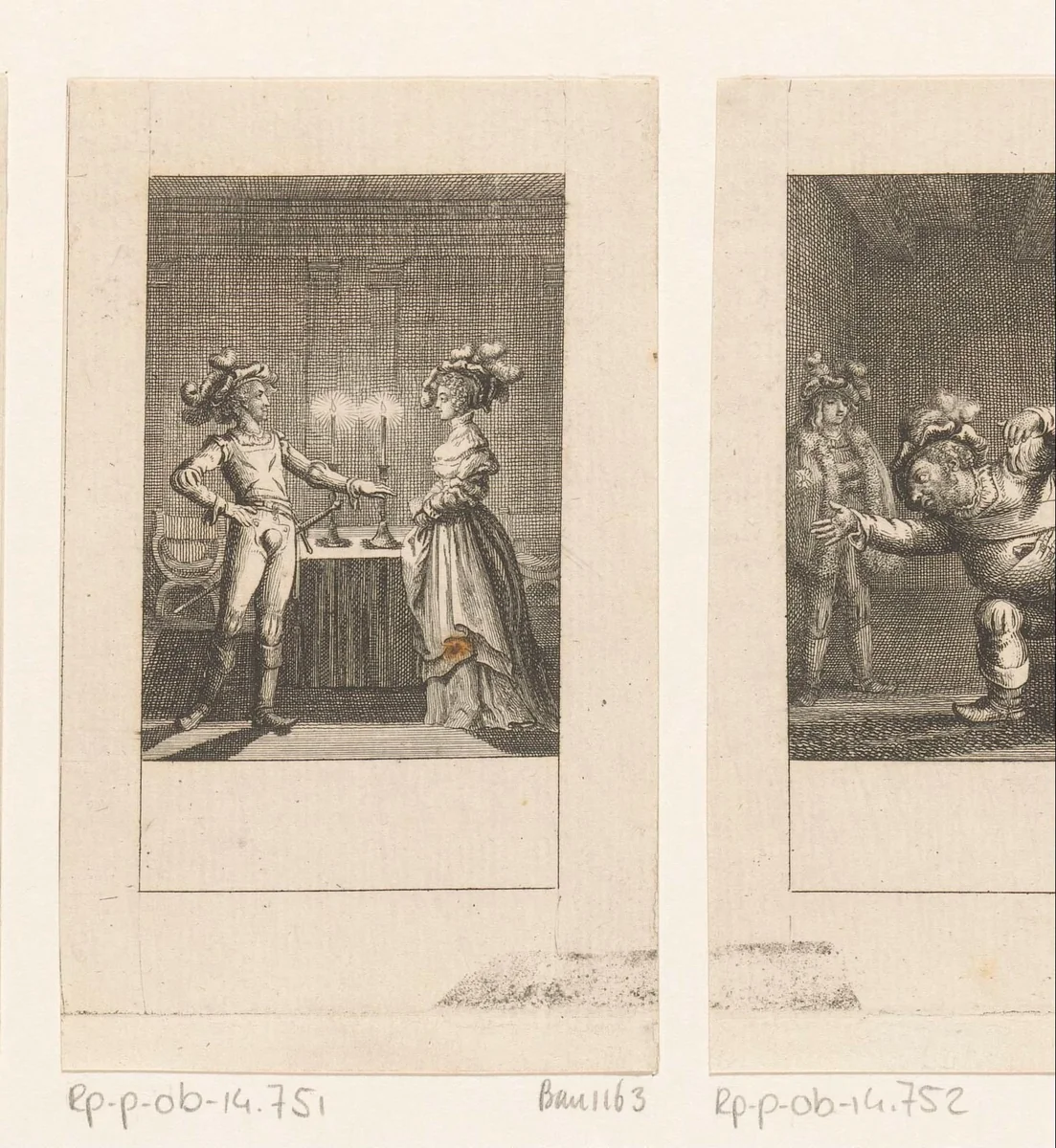 Percy en Lady Percy in gesprek by Daniel Nikolaus Chodowiecki, print, 1785