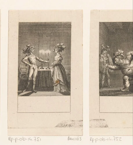 Percy en Lady Percy in gesprek by Daniel Nikolaus Chodowiecki, print, 1785