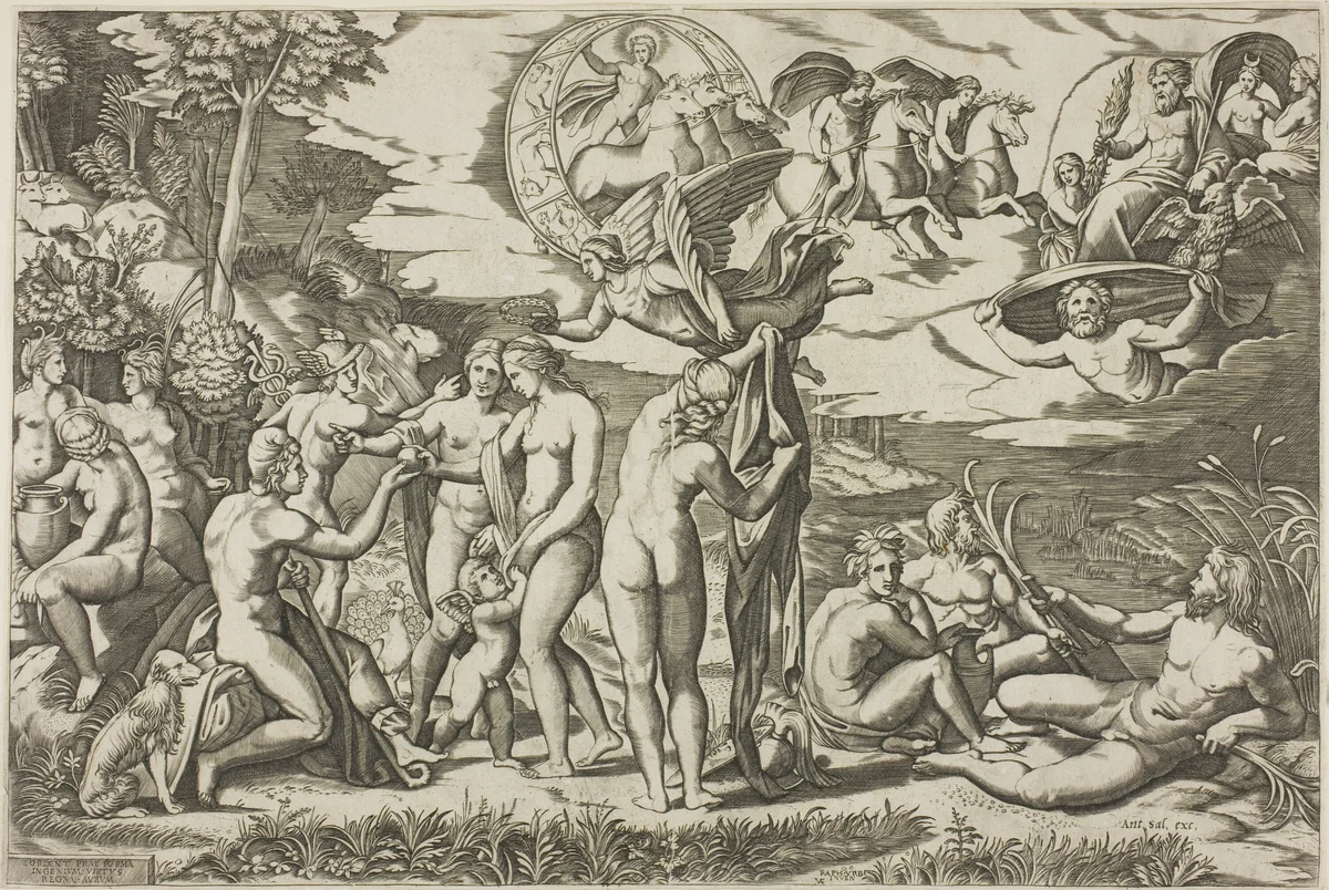 The Judgment of Paris by Raffaello Sanzio, print, 1515-1525