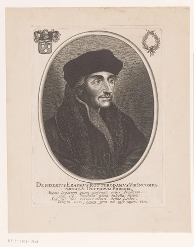 Portret van Desiderius Erasmus by anonymous, print, 1610-1668