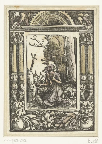 Hieronymus in de woestijn by Unknown, print, 1506-1538