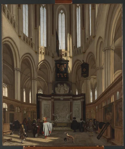 The Tomb of Michiel de Ruyter in the Nieuwe Kerk, Amsterdam by Emanuel de Witte, painting, 1683