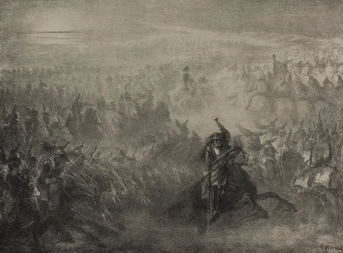 The Nocturnal Review by Denis Auguste Marie Raffet, print, 1837