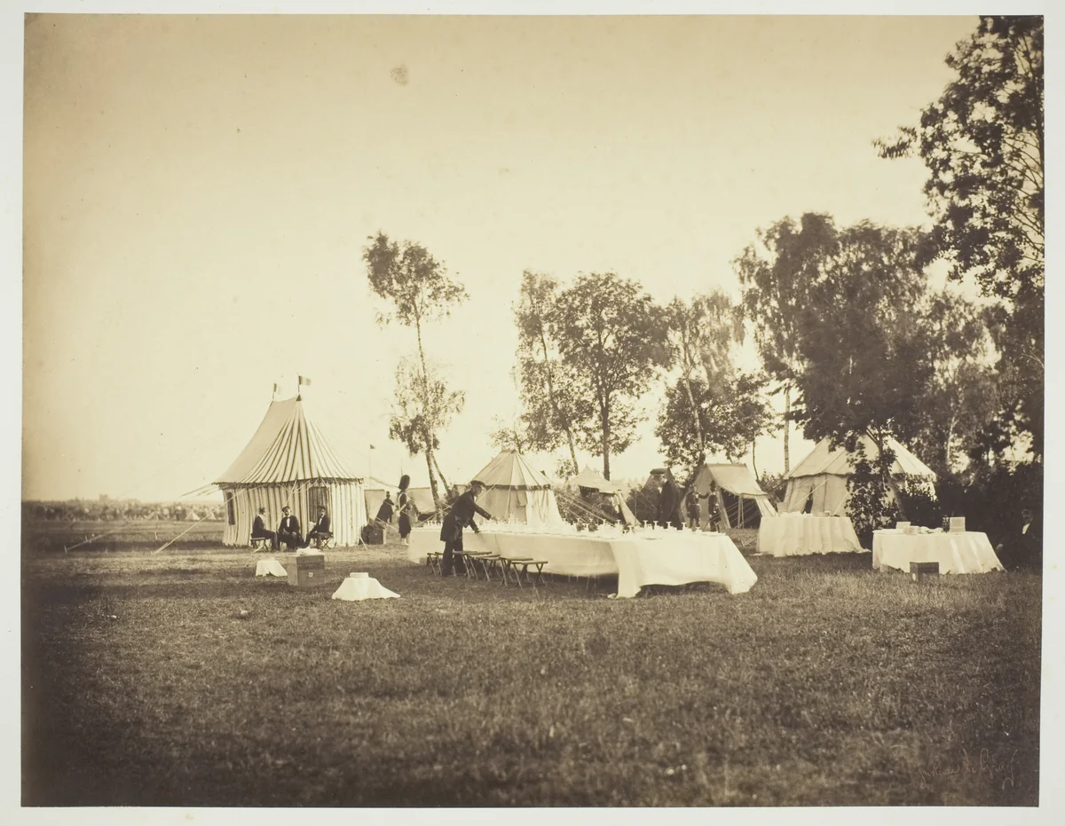 Preparation of the Emperor's Table, Camp de Châlons by Gustave Le Gray, photograph, 1857