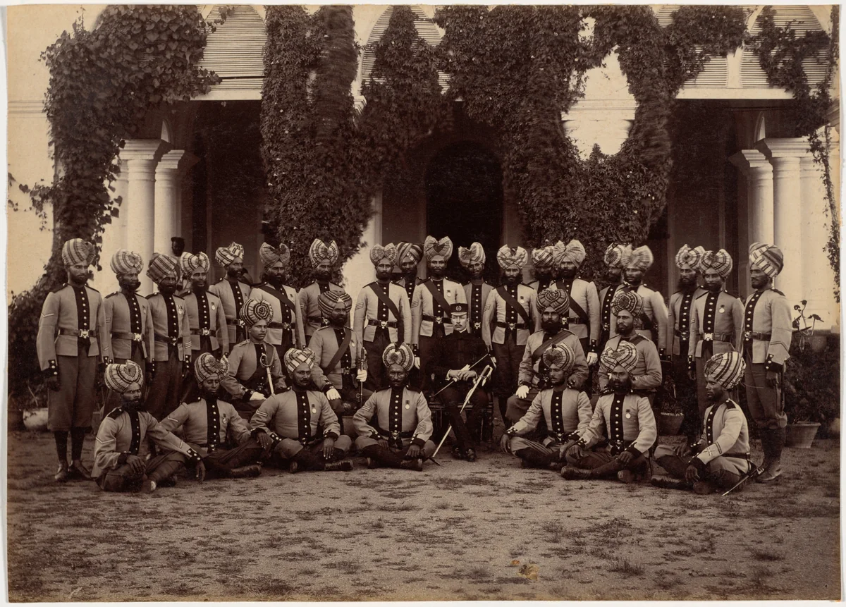 Detachment of Bhopal Battalion at Indore by Raja Deen Dayal, photograph, 1886