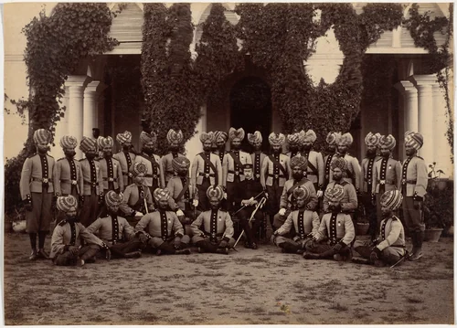 Detachment of Bhopal Battalion at Indore by Raja Deen Dayal, photograph, 1886