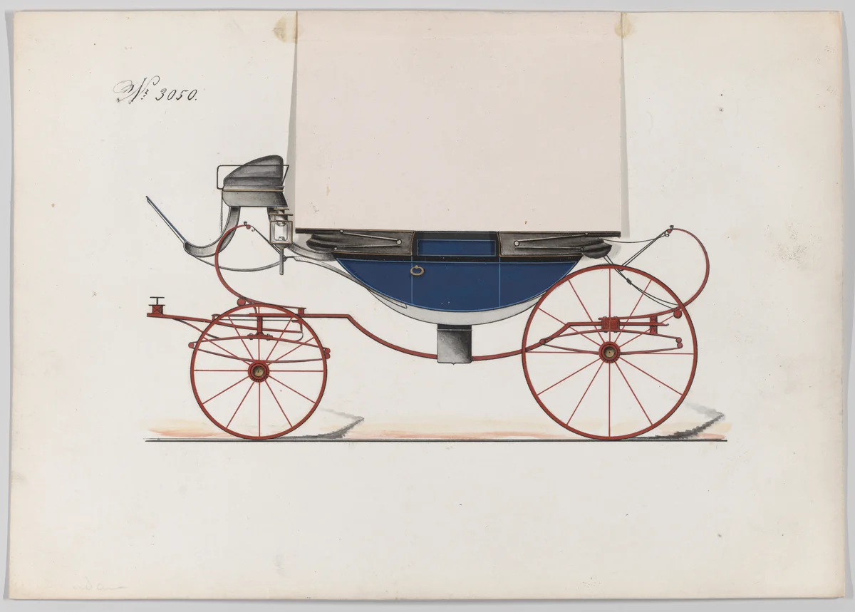 Design for Landau, No. 3050 by Brewster & Co., drawing, 1874