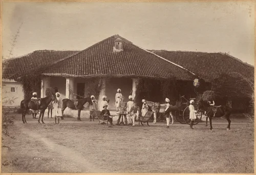 Dr. Morris and party, Jhansi (recto) by Raja Deen Dayal, photograph, 1877-1892
