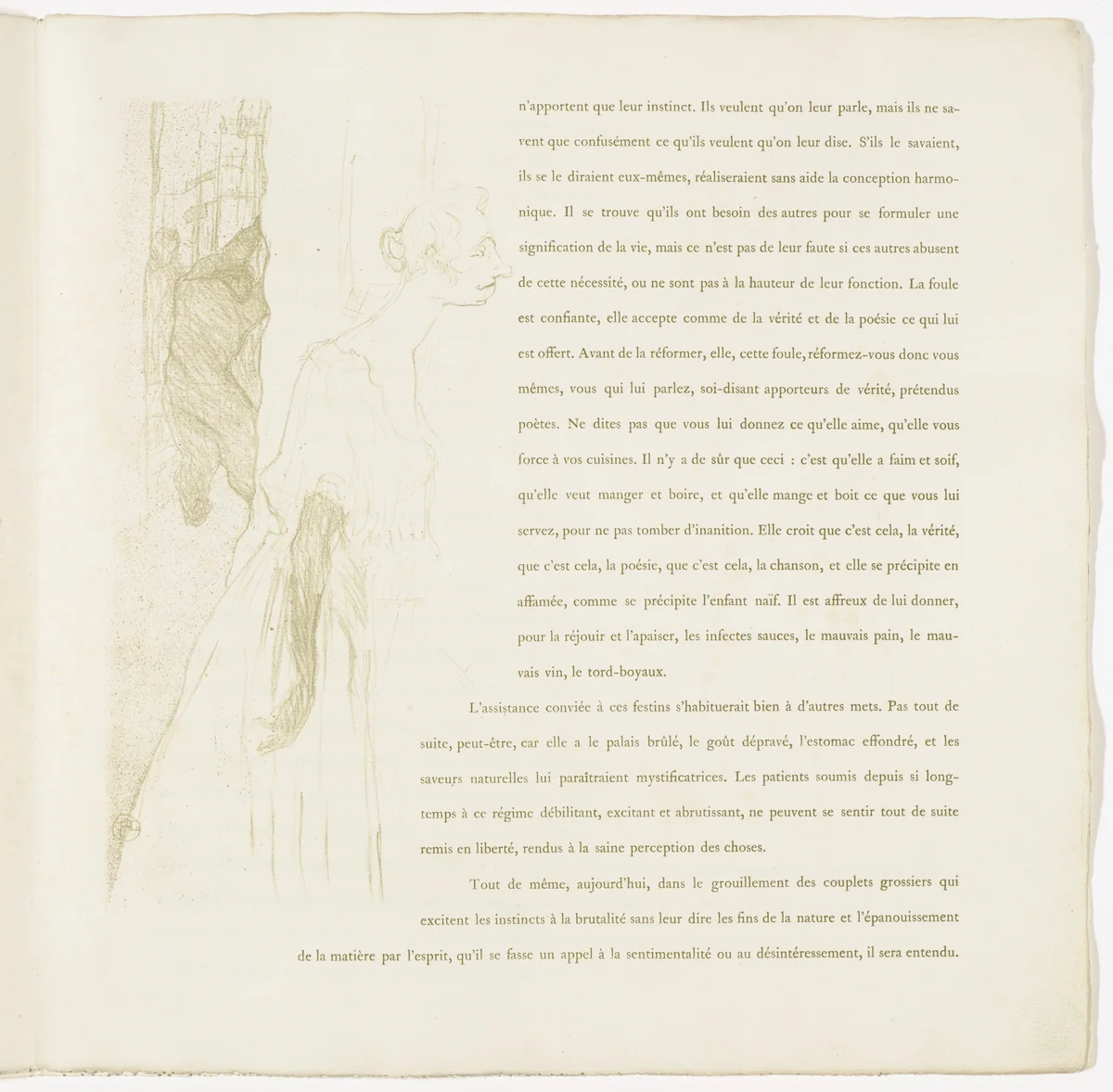 Plate 11 (in-text plate, folio 14) from Yvette Guilbert by Henri de Toulouse-Lautrec, illustrated book, 1894