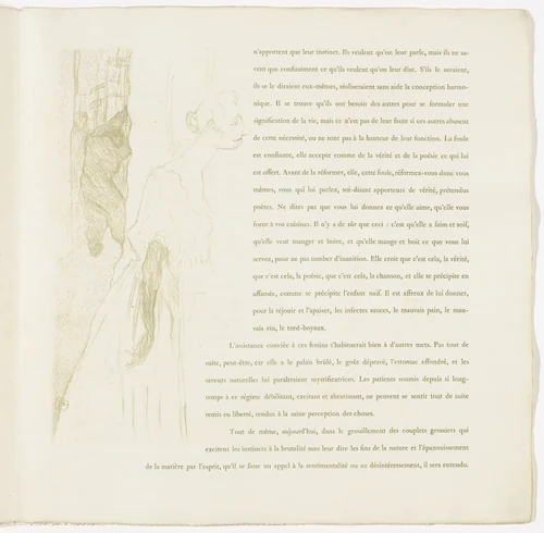 Plate 11 (in-text plate, folio 14) from Yvette Guilbert by Henri de Toulouse-Lautrec, illustrated book, 1894