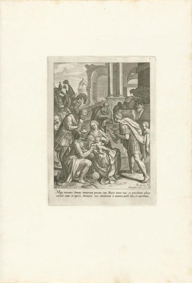 Aanbidding der Koningen by Unknown, print, 1581