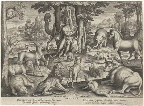 Orpheus, musicerend voor de dieren by Unknown, print, 1570-1618
