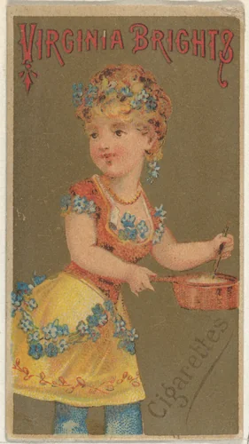 From the Girls and Children series (N64) promoting Virginia Brights Cigarettes for Allen & Ginter brand tobacco products by Allen & Ginter, print, 1886