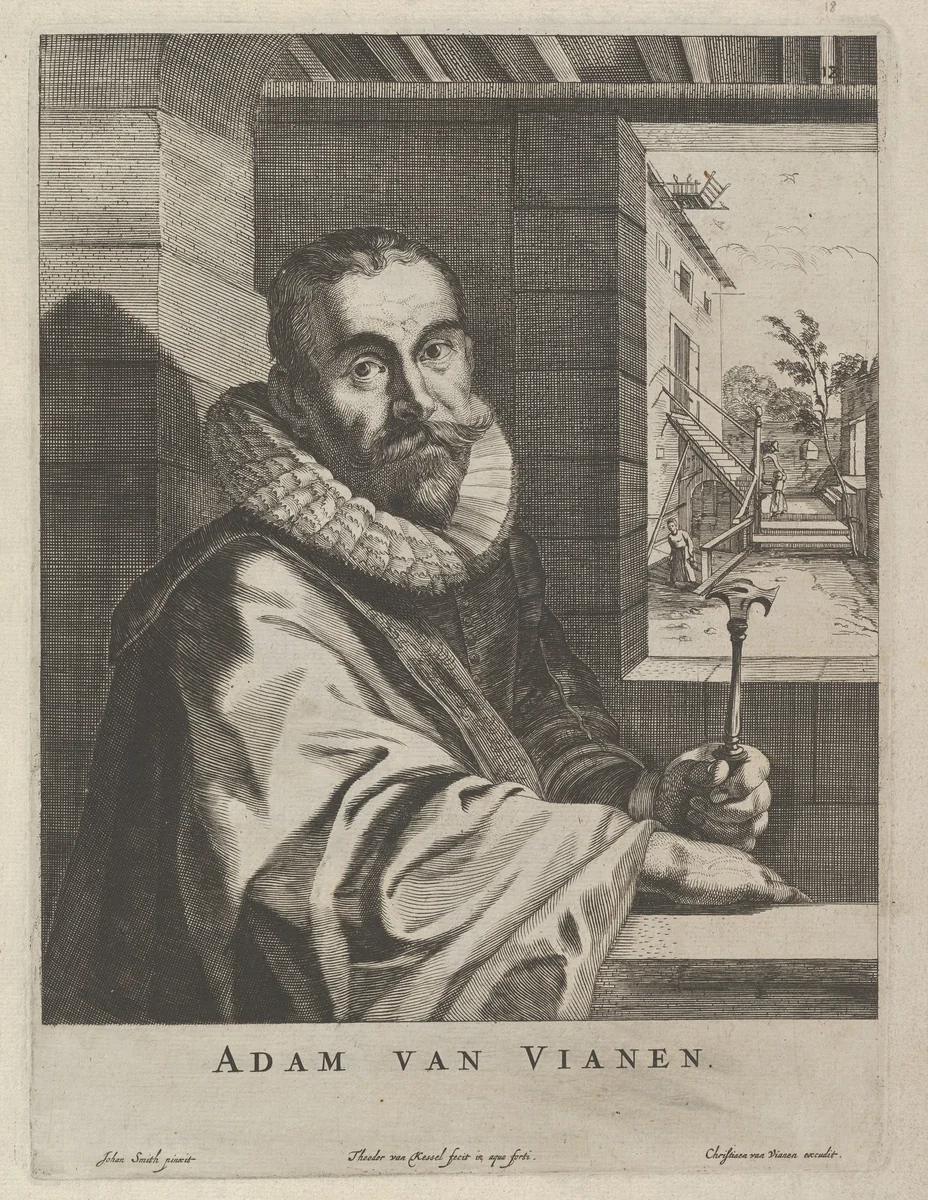 Portrait of Adam van Vianen, plate 18 from "Modelli Artificiosi (...), parte seconda" by Theodor van Kessel, book, 1646-1652