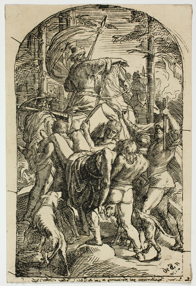 Hagen Leaves Siegfried's Body to be Carried Home from the Forest by Julius Schnorr von Carolsfeld, print, 1814-1872