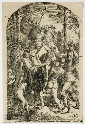 Hagen Leaves Siegfried's Body to be Carried Home from the Forest by Julius Schnorr von Carolsfeld, print, 1814-1872