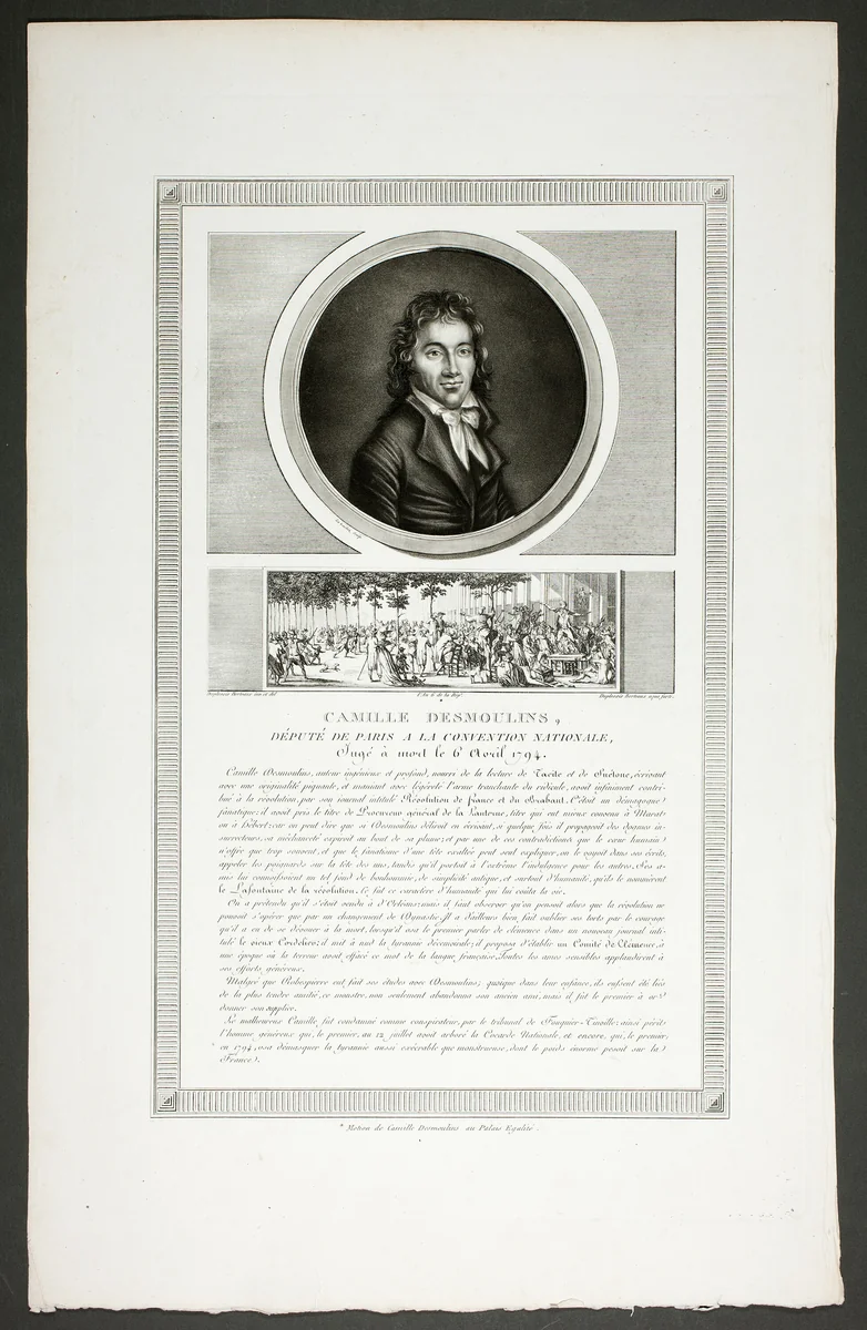 Camille Desmoulins, Parisian Deputy to the National Convention, from the series Tableaux historiques de la révolution française by Jean Duplessi-Bertaux, print, 1798-1804