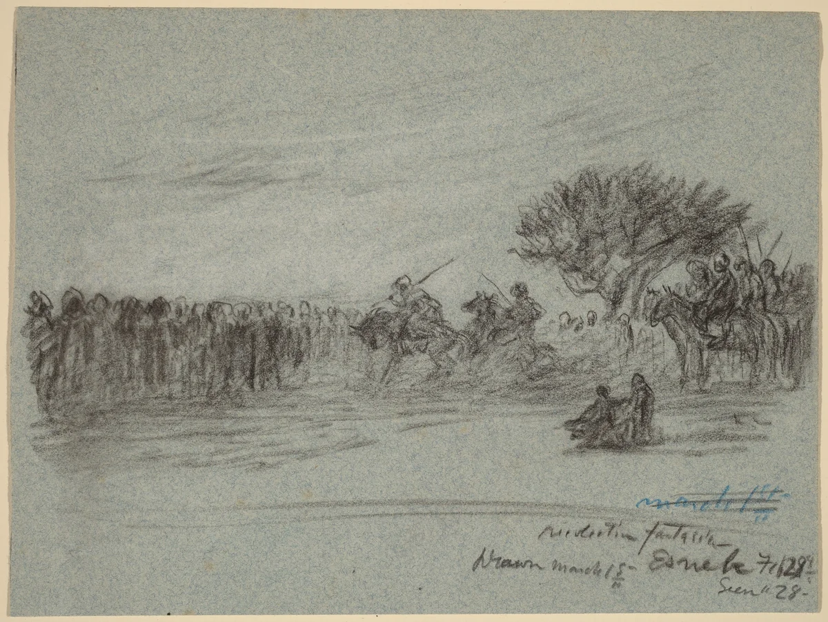 Nile Journey, Esneh, Egypt by Elihu Vedder, drawing, 1890