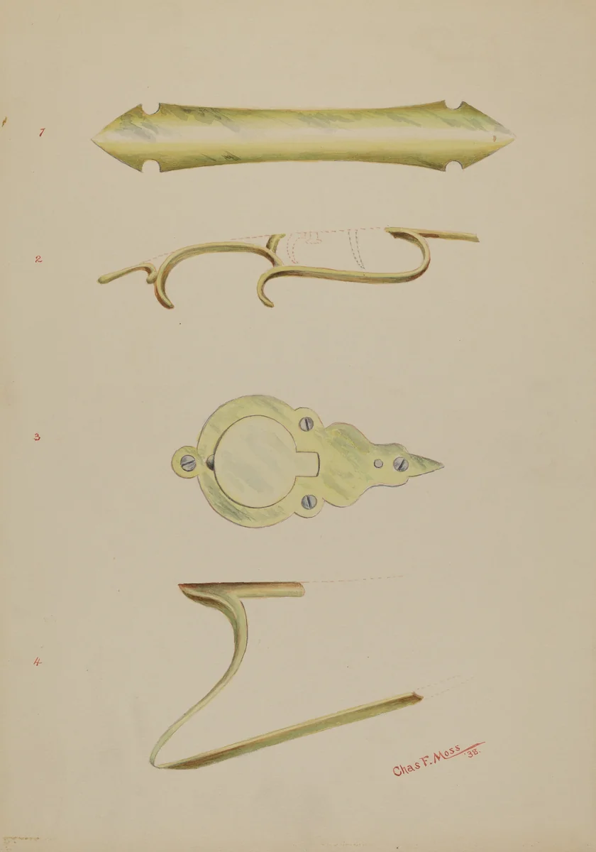 Patch Pocket and Decorations on Ky. Rifle by Charles Moss, index of american design, 1938