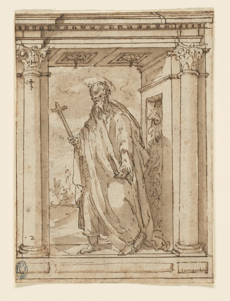 Standing Saint in Portico by Unknown Artist, artwork, 1551-1599