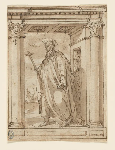 Standing Saint in Portico by Unknown Artist, artwork, 1551-1599