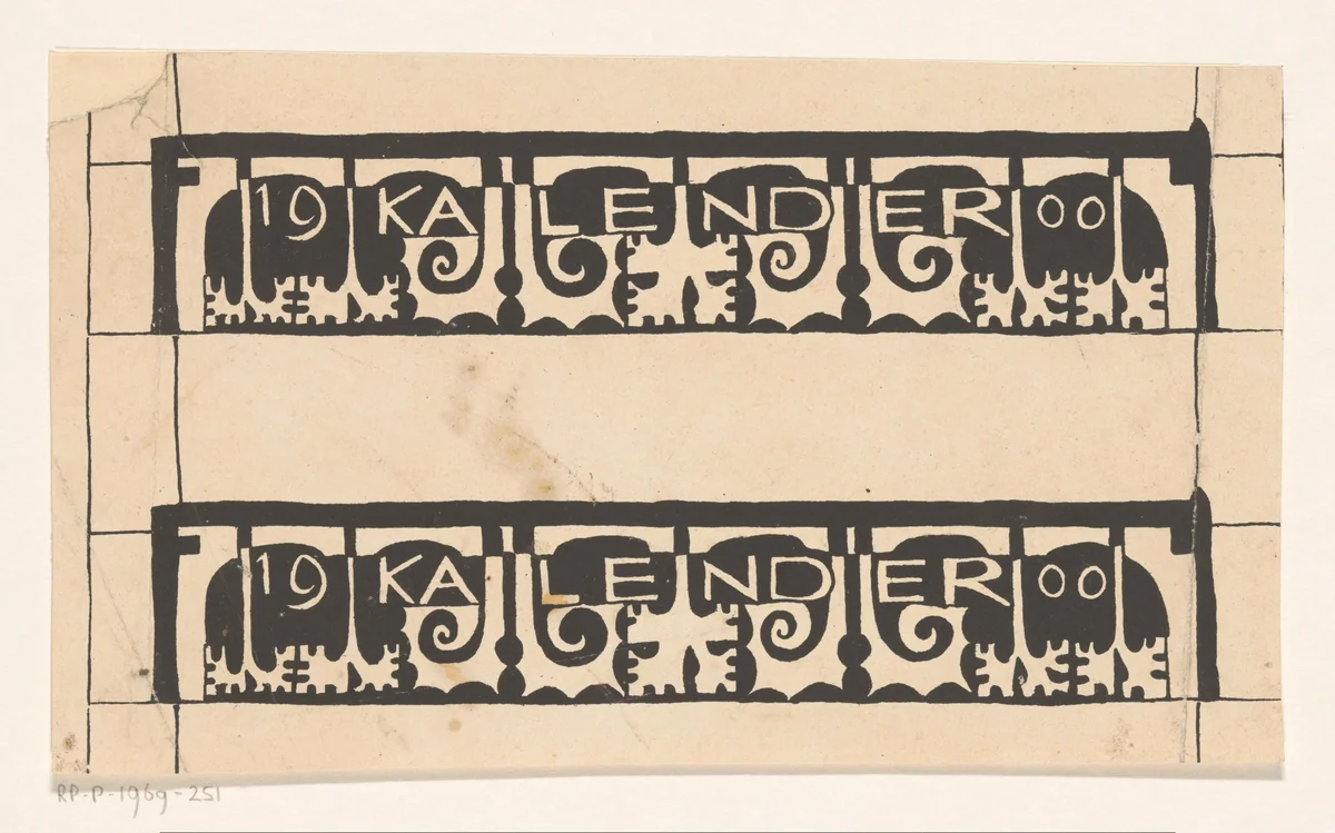 Twee ontwerpen voor rand van kalender 1900 by Carel Adolph Lion Cachet, print, 1900