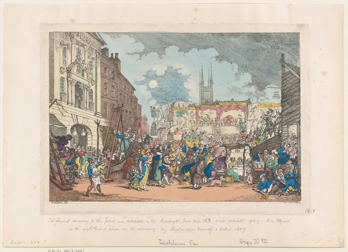 Bartholomew Fair by Thomas Rowlandson, print, 1807