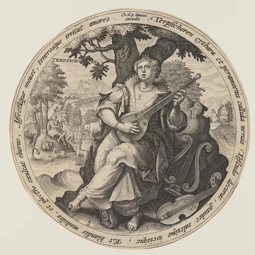 Euterpe, from The Muses by Crispijn van de Passe, print, 1590-1620
