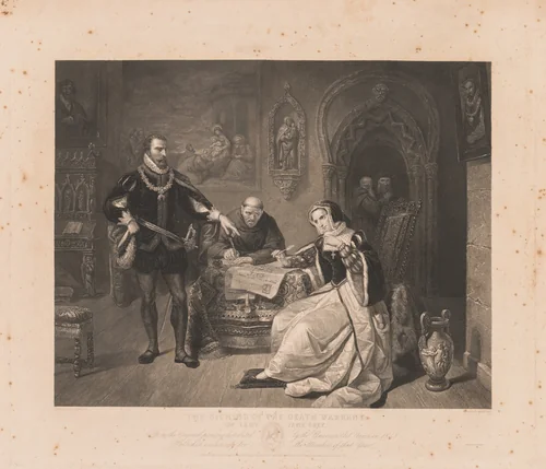 Signing of the Death Warrant of Lady Jane Grey by Charles Kennedy Burt, print, 1843-1853