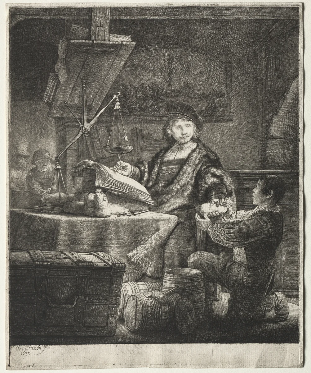 Jan Uytenbogaert by Rembrandt van Rijn, print, 1639