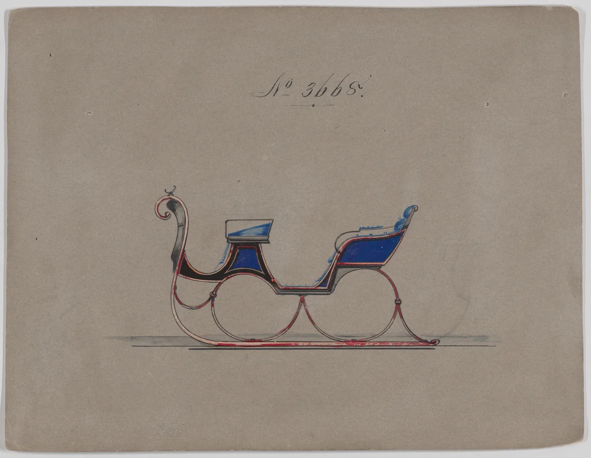 Design for 4 Seat Sleigh, no. 3668 by Brewster & Co., drawing, 1881