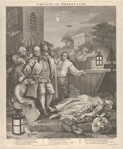 Cruelty in Perfection (The Four Stages of Cruelty) by William Hogarth, print, 1751
