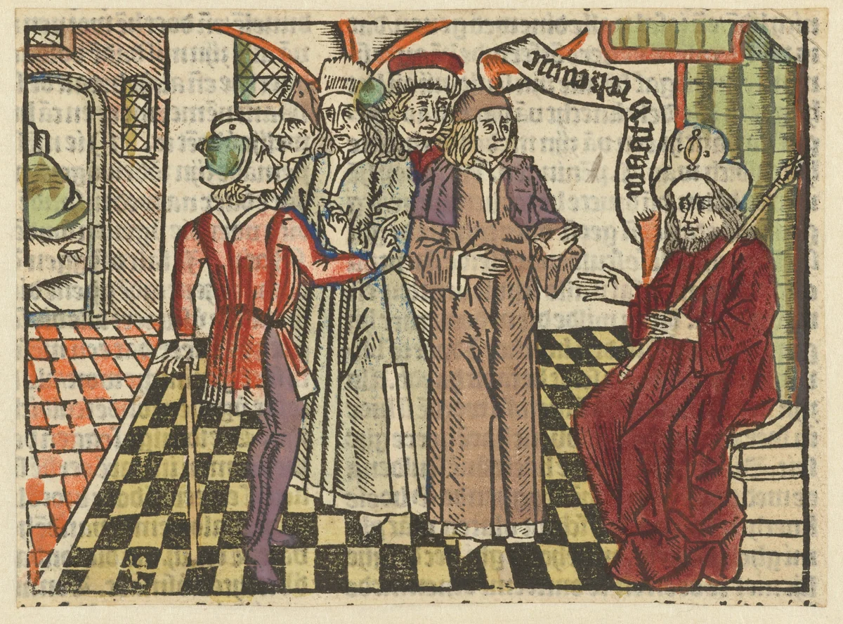 Parabel van de koning en de dienaar die geen vergiffenis schonk by Unknown, print, 1485-1491