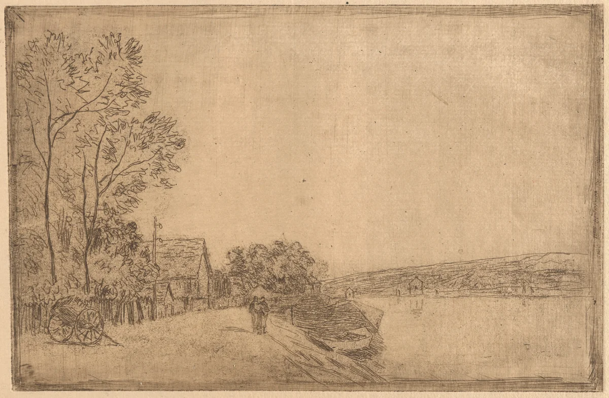 On the Banks of the Loing: The Cart by Alfred Sisley, print, 1890