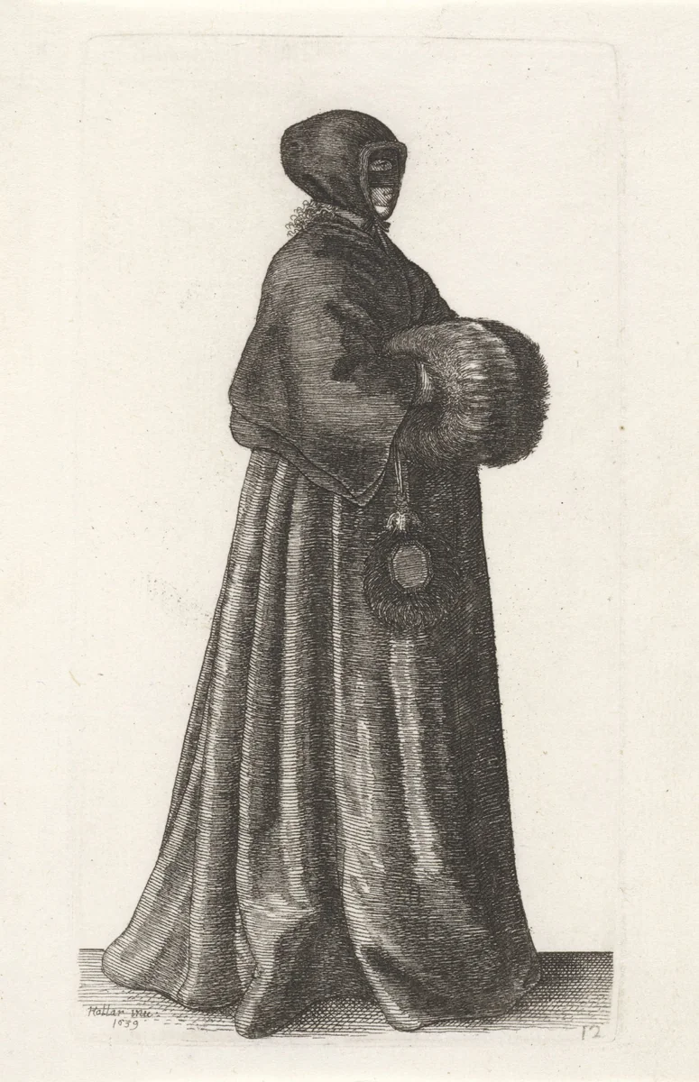 Ornatus Muliebris Anglicanus (De kleding van Engelse vrouwen) by Wenceslaus Hollar, print, 1639