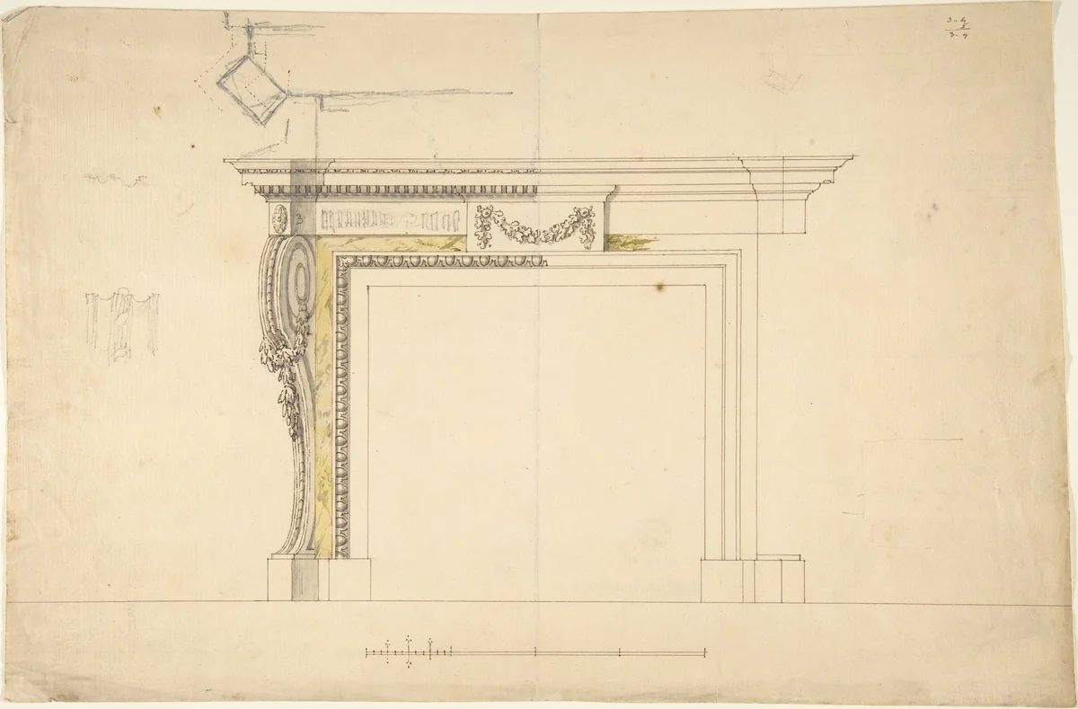 Design for a Chimneypiece by Sir William Chambers, drawing, 1740-1800