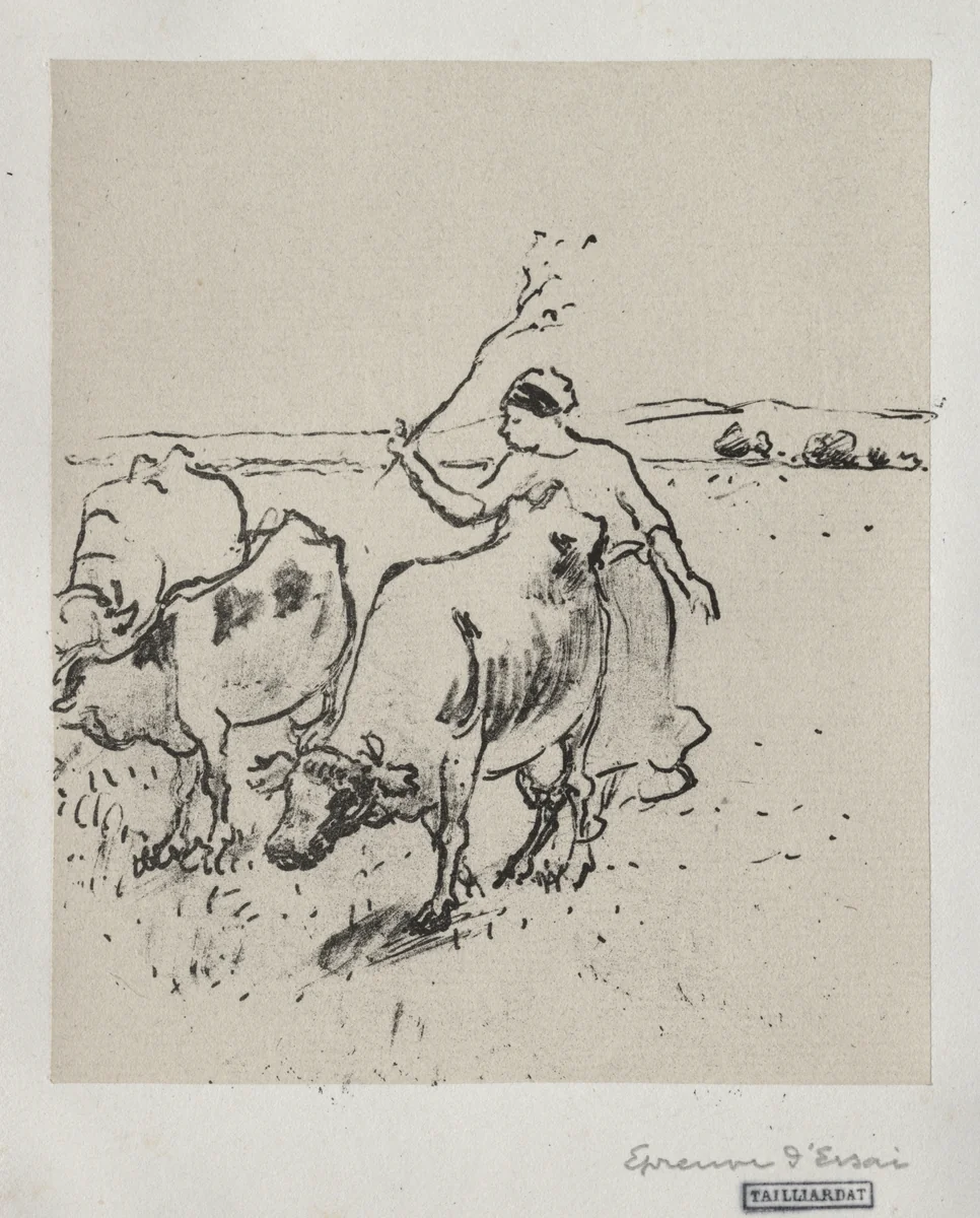 Cowherder by Camille Pissarro, print, 1894-1904