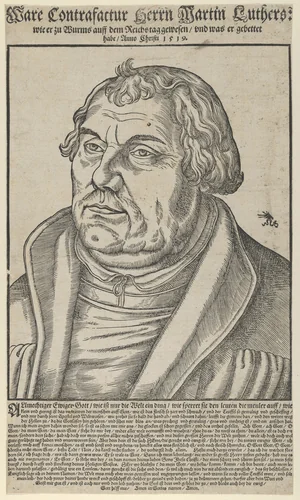 Martin Luther, Bust to the Left by Lucas Cranach, print, 1551