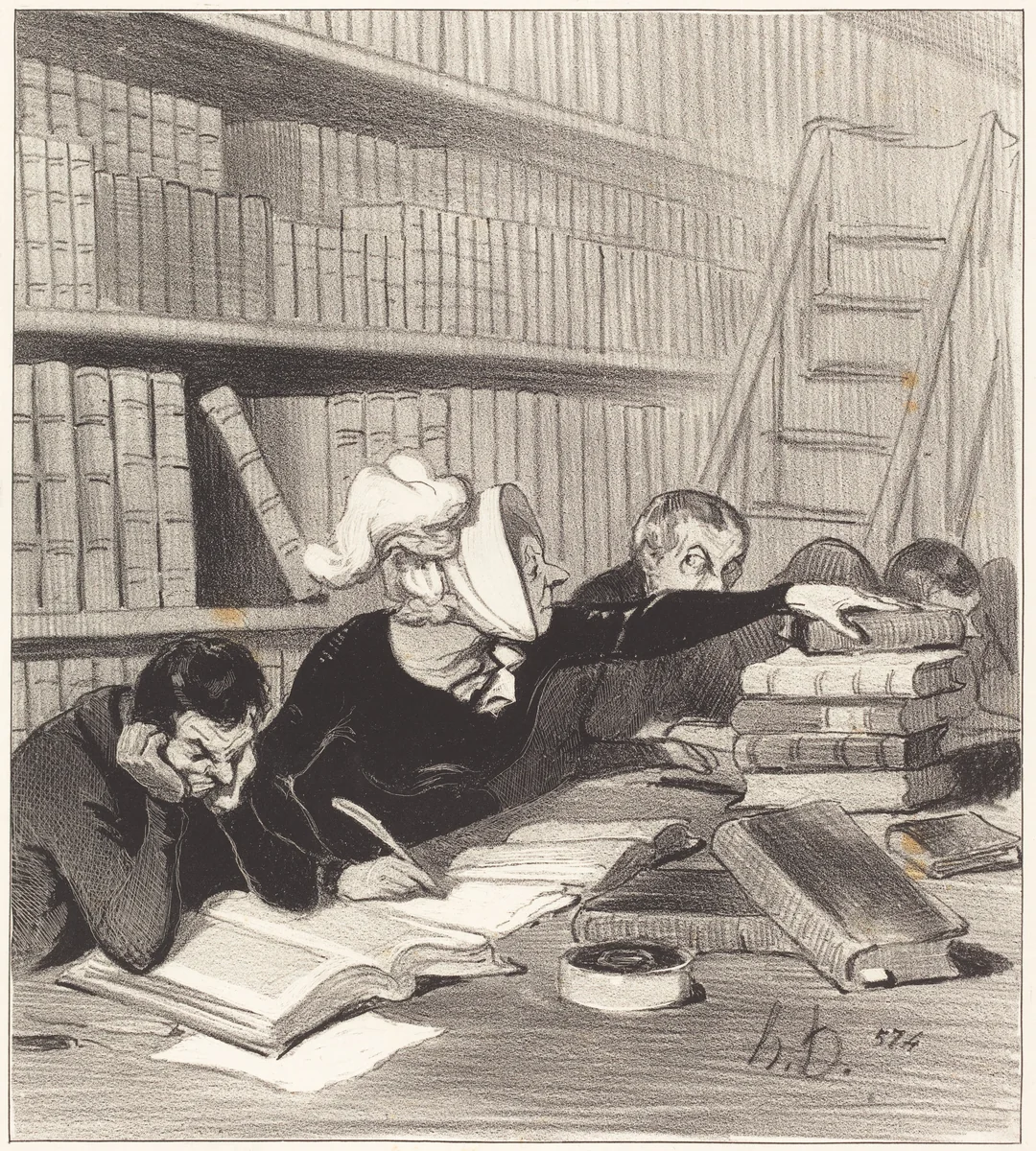Monsieur, pardon si je vous gêne un peu... by Honoré Daumier, print, 1844