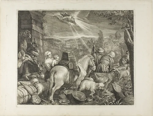 Abraham Leaving Haran (The Calling of Abraham), from Cabinet Reynst by Cornelis Visscher, print, 1638-1658