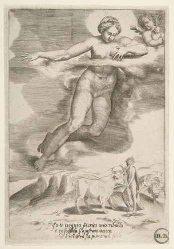 Juno watching Jupiter and Io, from "The Loves of the Gods" by Giulio Bonasone, print, 1531-1560
