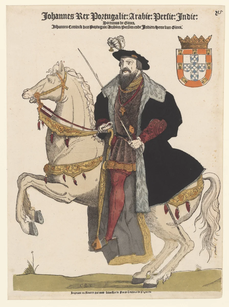 Portret van Johannes III van Portugal te paard by Unknown, print, 1540-1544