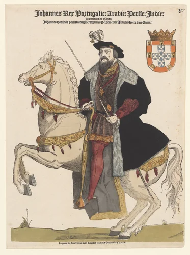 Portret van Johannes III van Portugal te paard by Unknown, print, 1540-1544