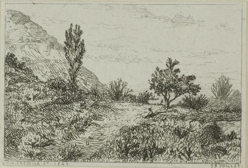 Landscape by Charles-Émile Jacque, print, 1844