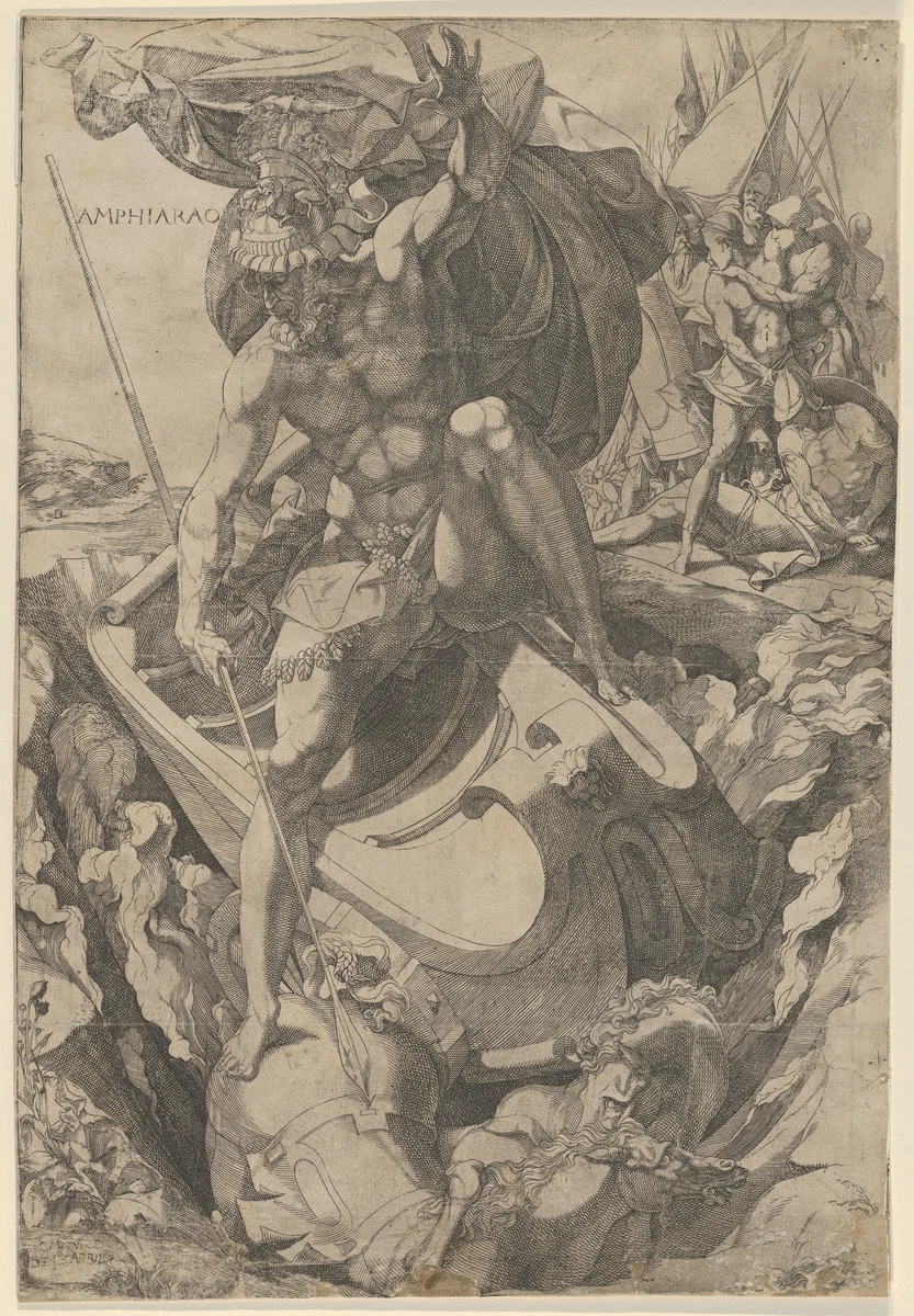 Amphiaraus by Domenico del Barbiere, print, 1540-1550